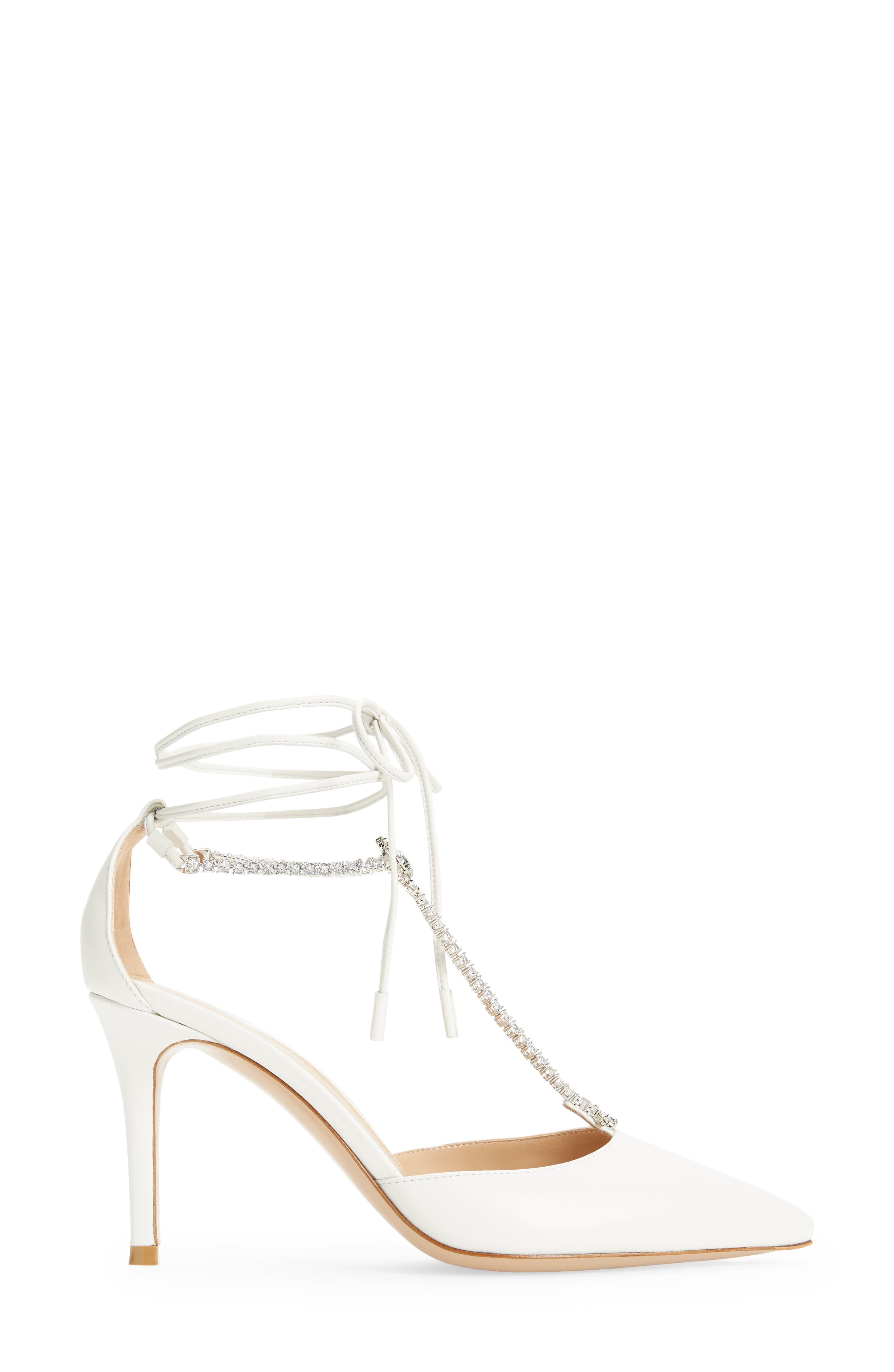 Gianvito Rossi Crystal T-Strap Pointed Toe Pump, Alternate, color, 