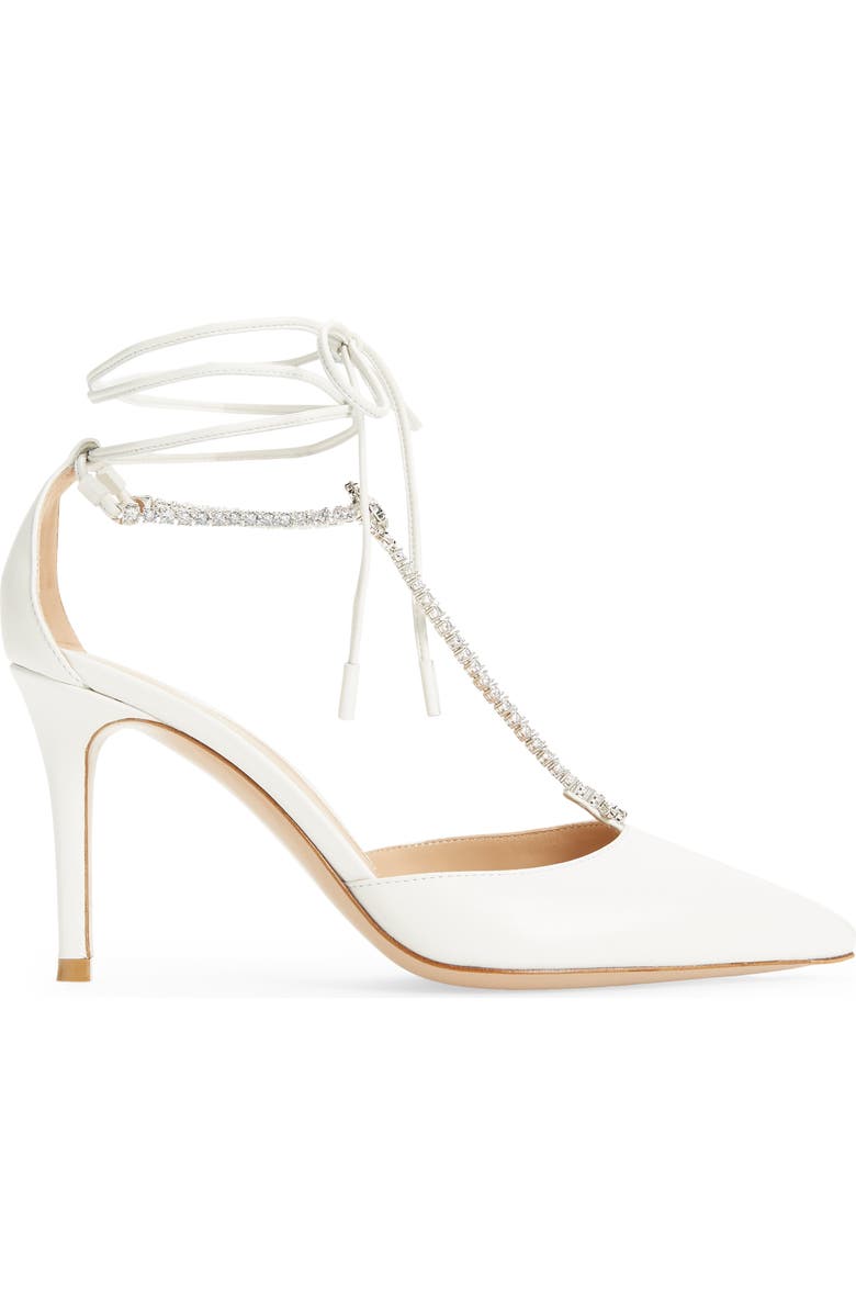 Gianvito Rossi Crystal T-Strap Pointed Toe Pump, Alternate, color,