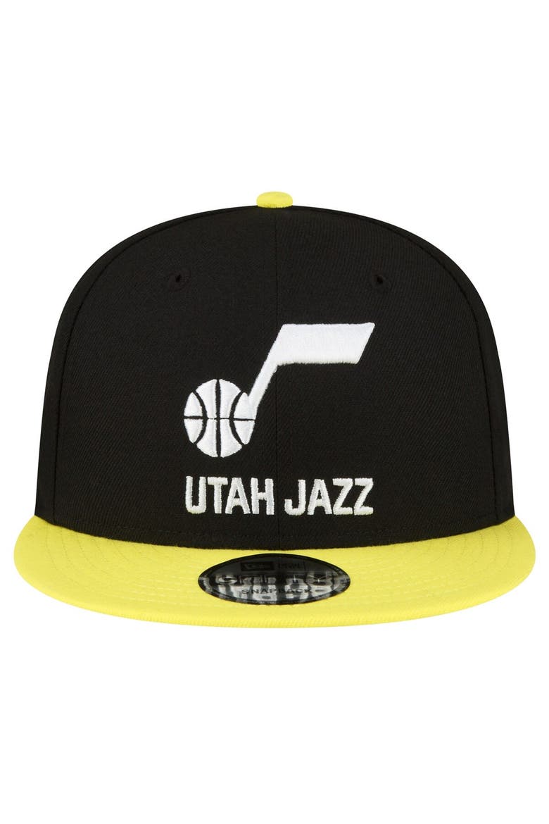 Men's New Era Black/Yellow Utah Jazz Official Team Color 2Tone 9FIFTY Snapback Hat, Alternate, color, Black