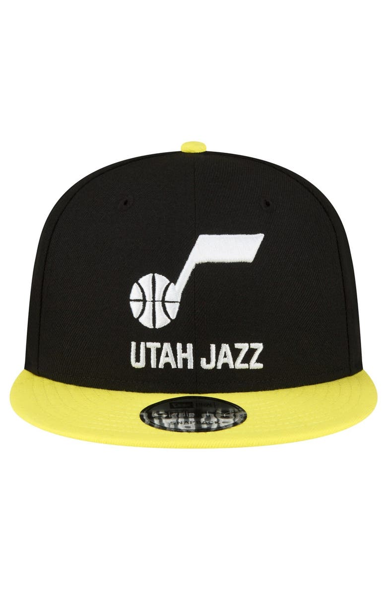 New Era Men's New Era Black/Yellow Utah Jazz Official Team Color 2Tone 9FIFTY Snapback Hat, Alternate, color,