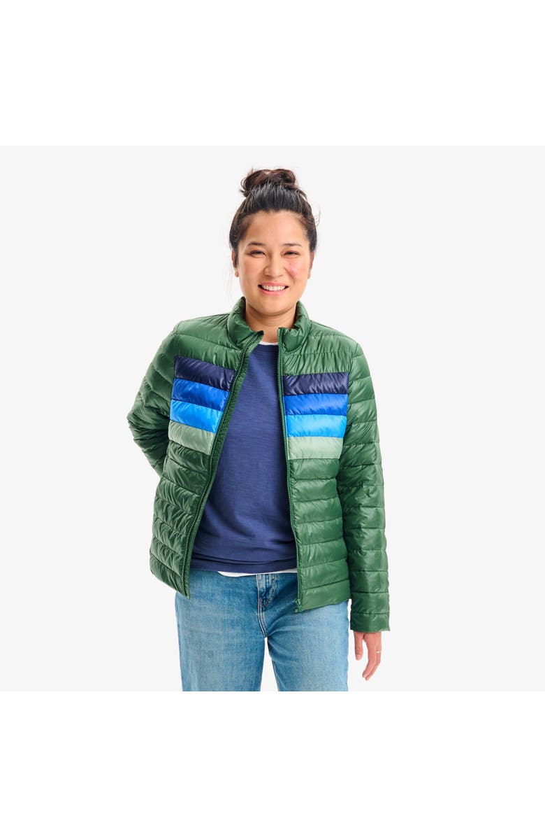 Primary Grown-Ups Puffer Jacket In Stripe, Alternate, color, Evergreen Placed Stripe