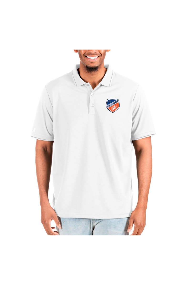 ANTIGUA Men's Antigua White FC Cincinnati  Solid Pique Polo, Main, color, 