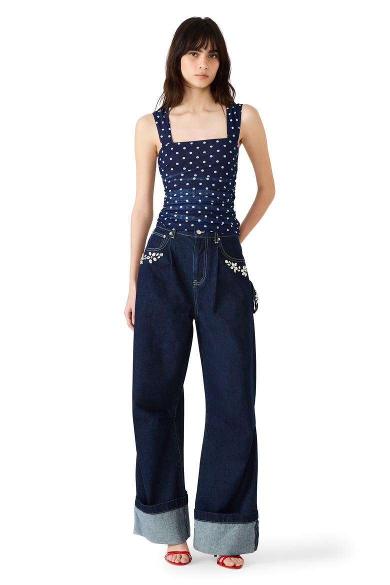 Rorry Polka Dot Mesh Top, Alternate, color, SAILOR BLUE