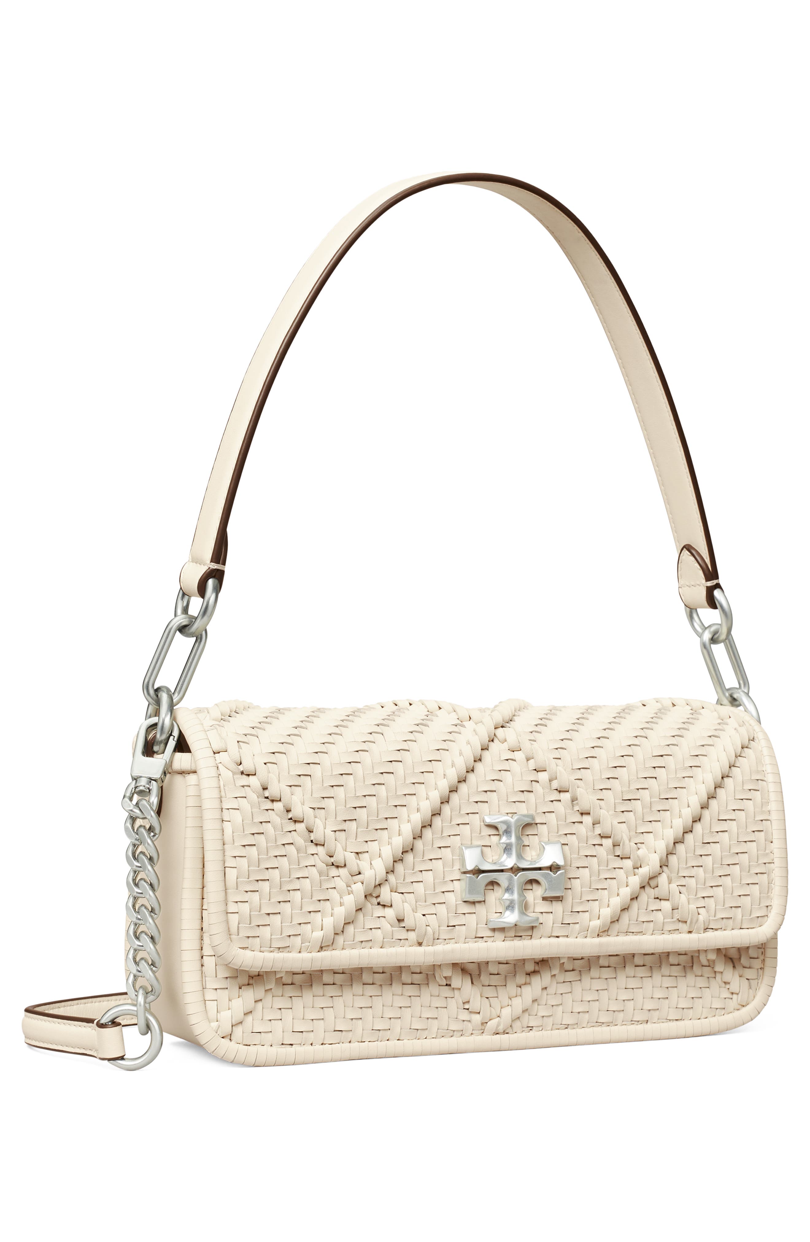Tory Burch Small Kira Diamond Weave Convertible Leather Shoulder Bag, Alternate, color, 