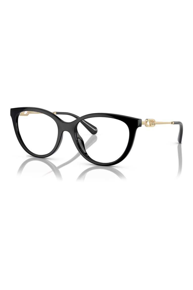 53mm Cat Eye Optical Glasses, Alternate, color, SHINY BLACK / CLEAR