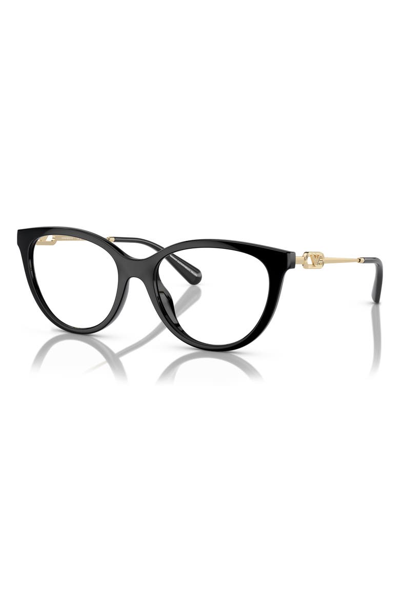 Emporio Armani 53mm Cat Eye Optical Glasses, Alternate, color, Shiny Black / Clear