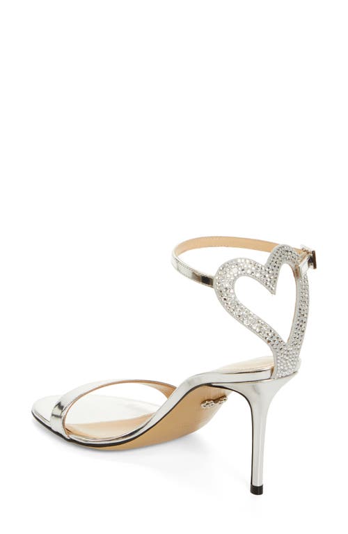 Mach&mach Mach & Mach Crystal Heart Ankle Strap Sandal In Silver