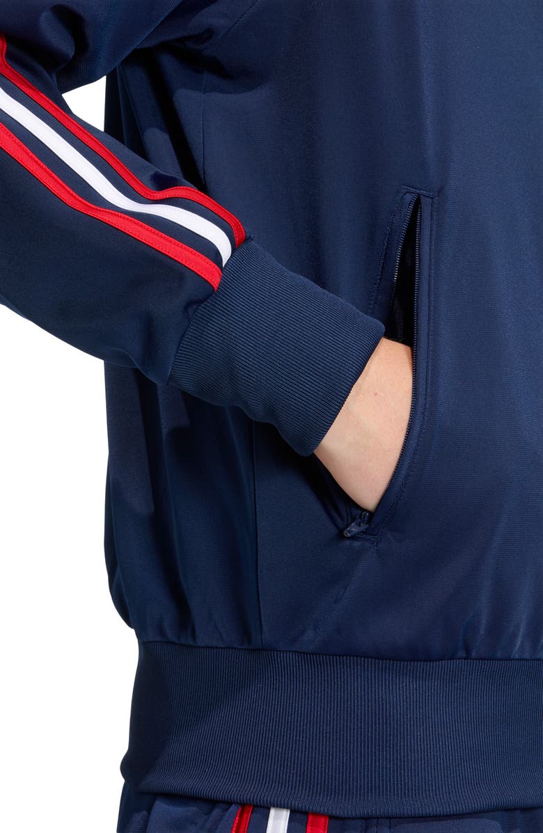 adidas Firebird Recycled Polyester Track Jacket, Alternate, color, Night Indigo/ Scarlet/ White