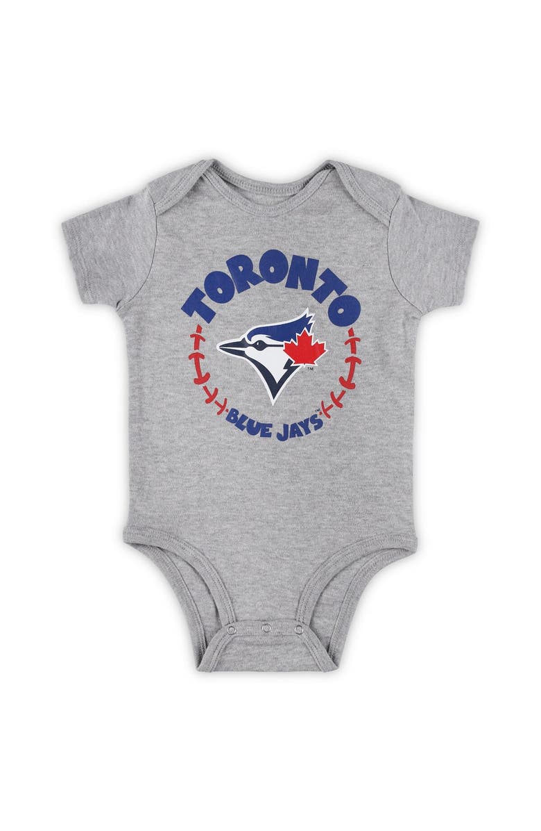 Outerstuff Infant Powder Blue /White/Heather Gray Toronto Blue Jays Biggest Little Fan 3-Pack Bodysuit Set, Alternate, color, 
