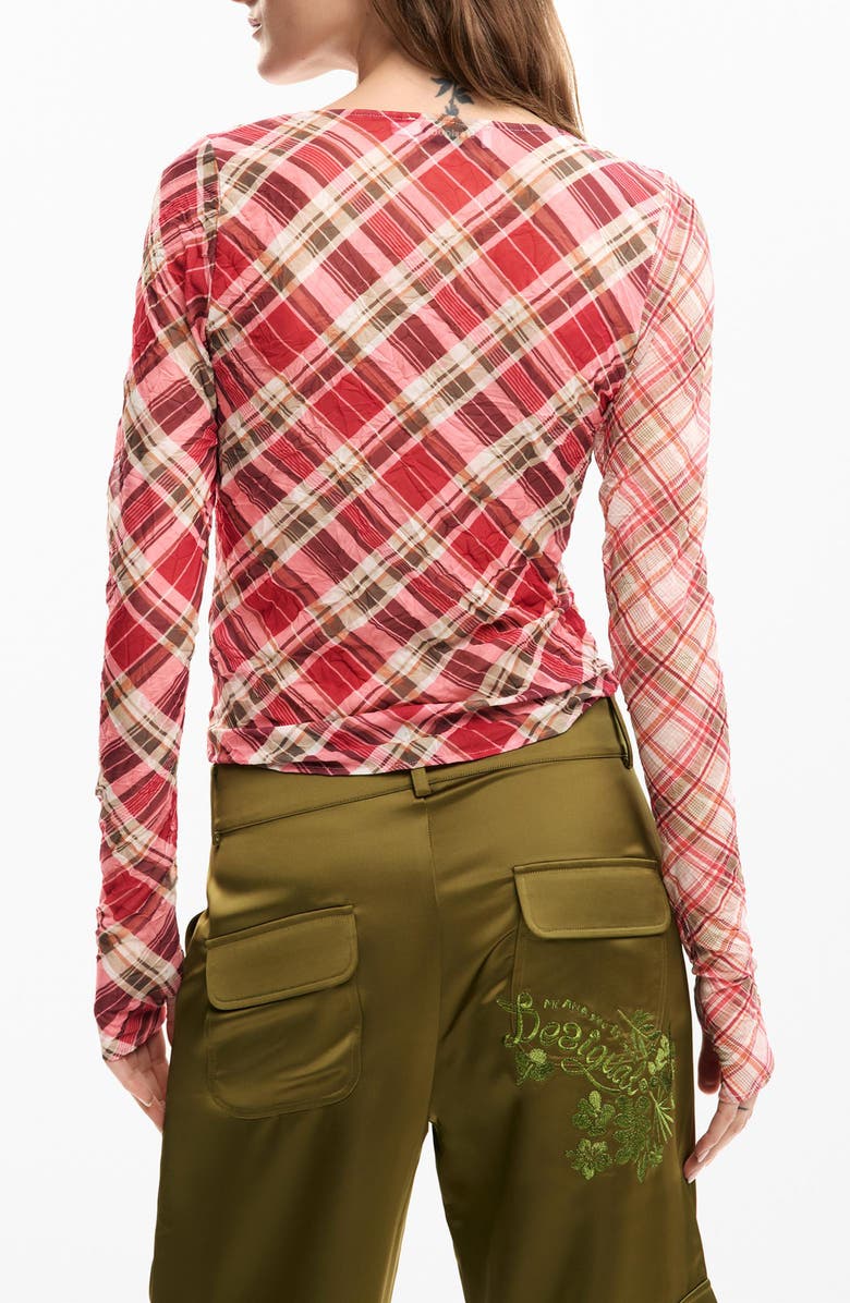 Desigual Ruched Front Long Sleeve Shirt, Alternate, color, Red