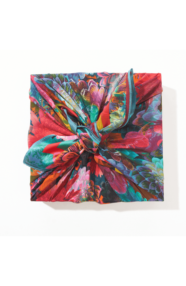Wrappr Giftwrap Daisy | 28" Mulberry Silk Furoshiki Gift Wrap by Adam Klassen, Alternate, color, Red