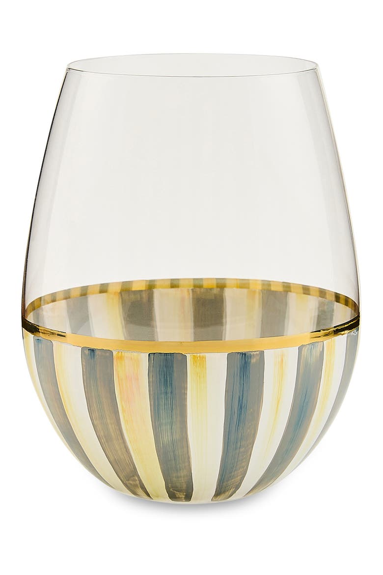 Sterling Stripe Stemless Wine Glass, Main, color, STERLING
