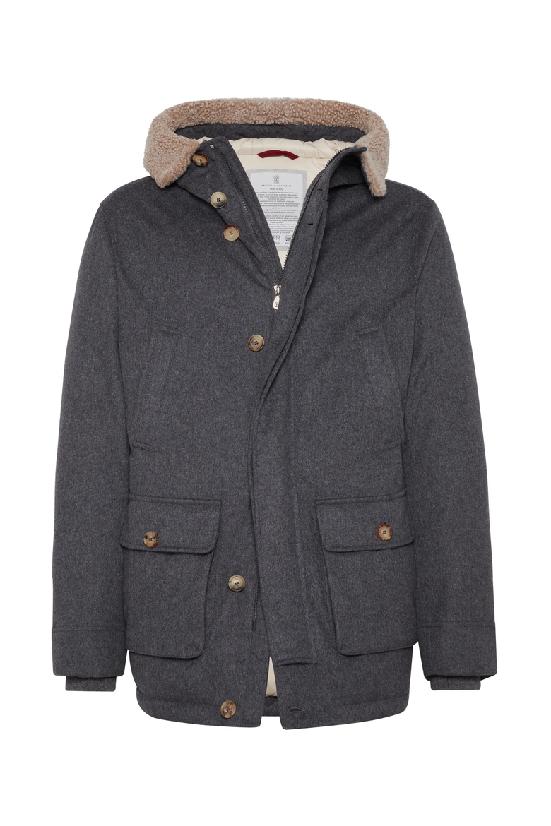 Bonded wool down parka, Main, color, Grey