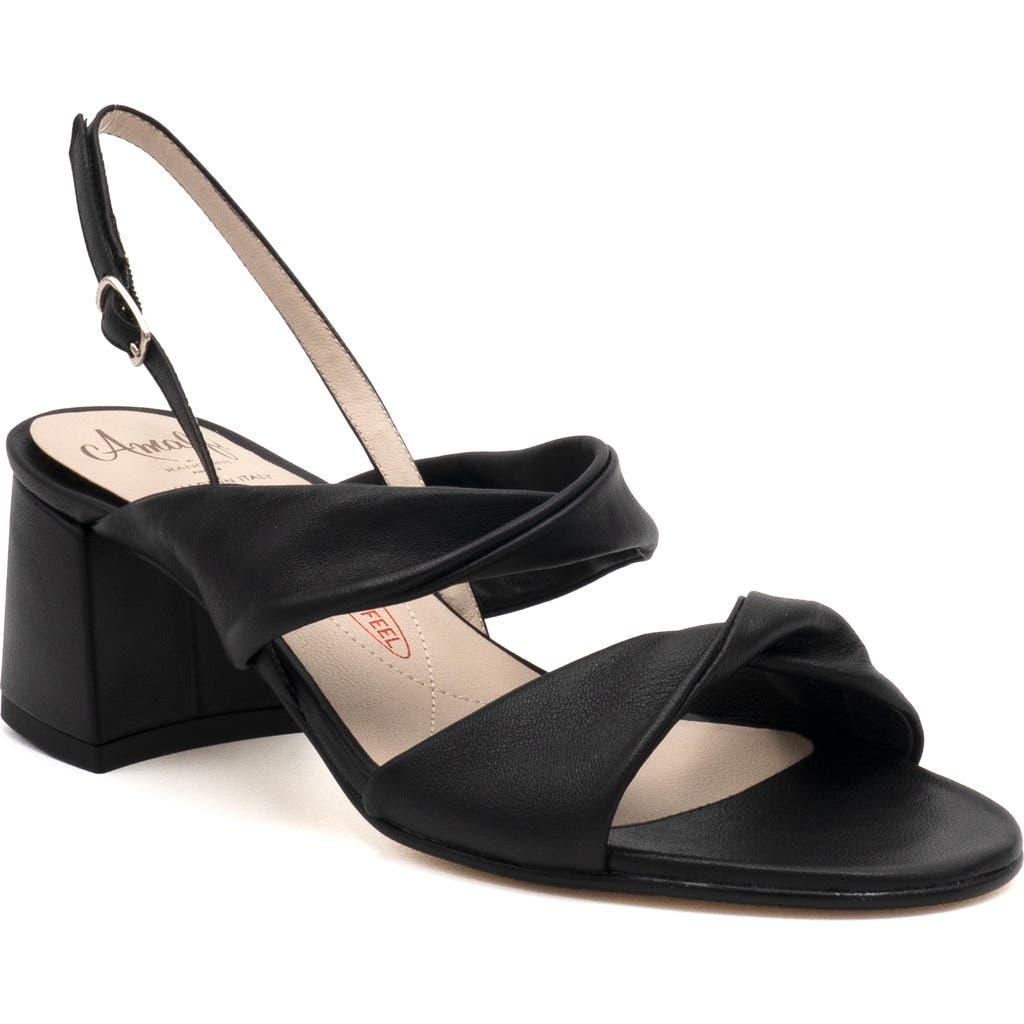 Amalfi By Rangoni Estro Slingback Sandal In Black Etoile - Silver Buckle