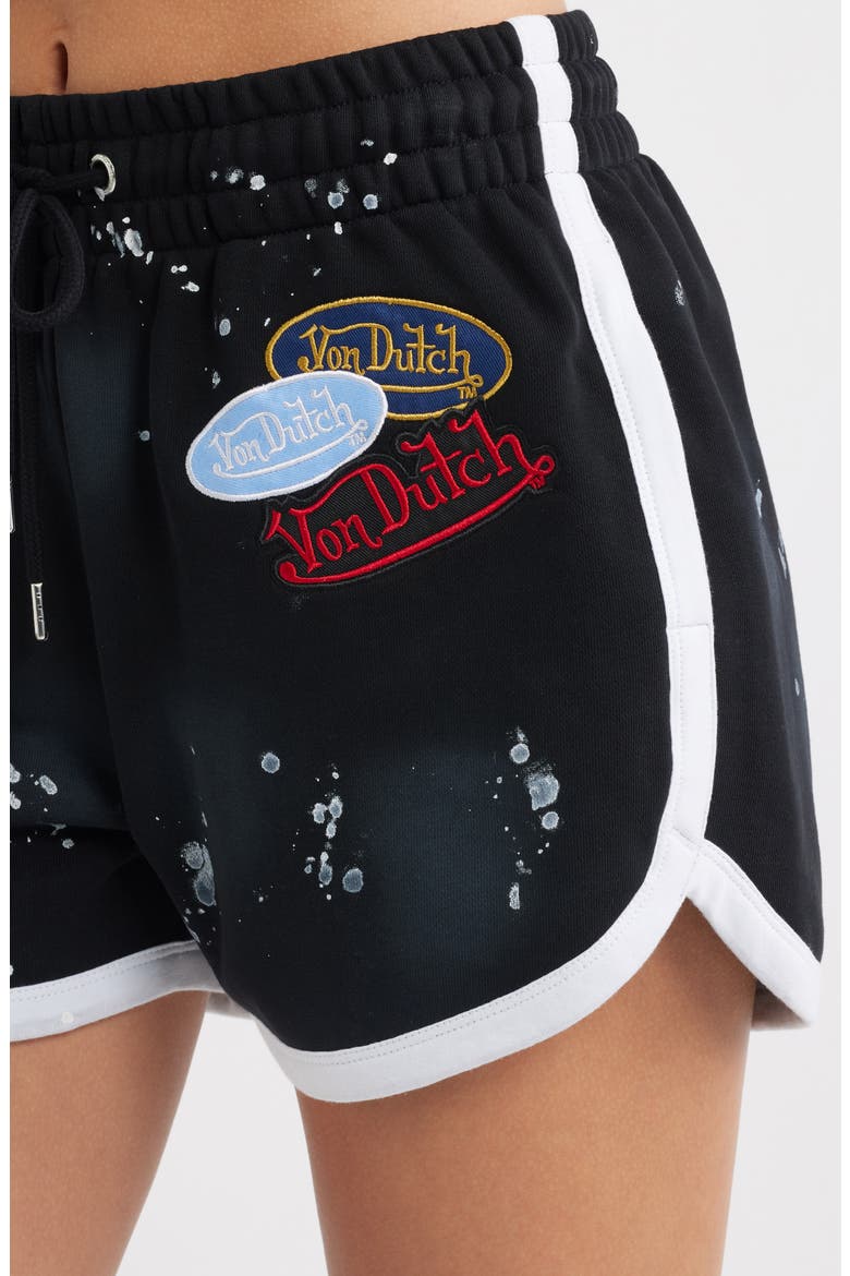 Spray Wash Patch Shorts, Alternate, color, JET BLACK SPRAY WASH