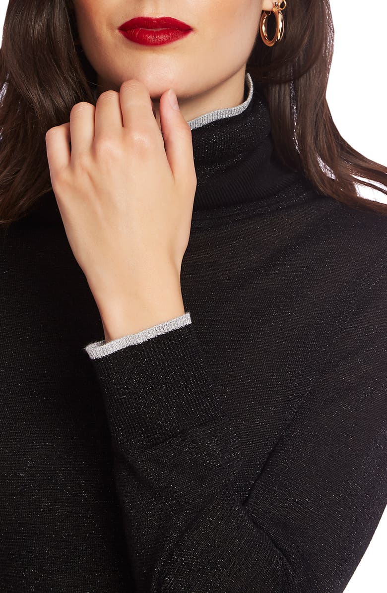 Court & Rowe Metallic Tipped Turtleneck Sweater, Alternate, color, 