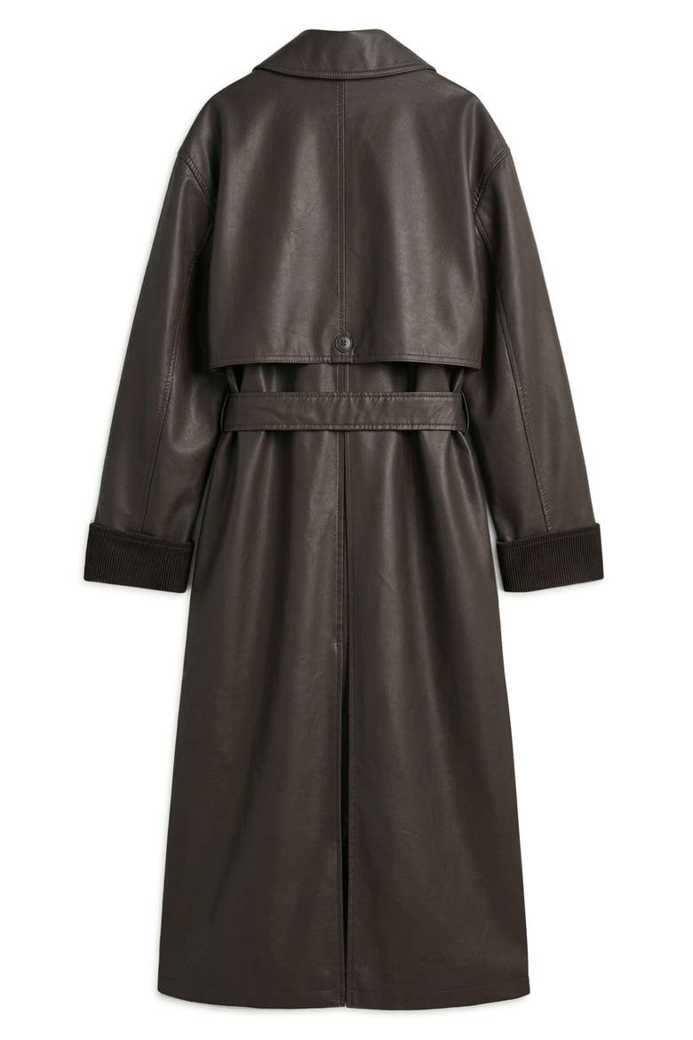Abby Faux Leather Trench Coat, Alternate, color, COFFEE