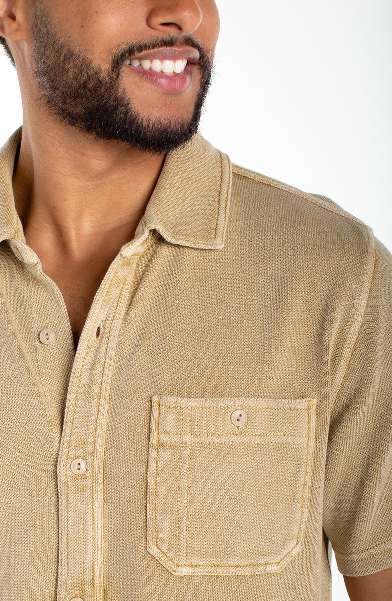 Liverpool Los Angeles Short Sleeve Piqué Knit Button-Up Shirt, Alternate, color, Rye