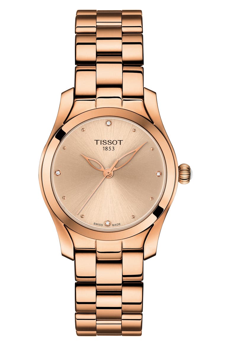 T-Wave Bracelet Watch, 30mm, Main, color, ROSE GOLD/ CREAM/ ROSE GOLD