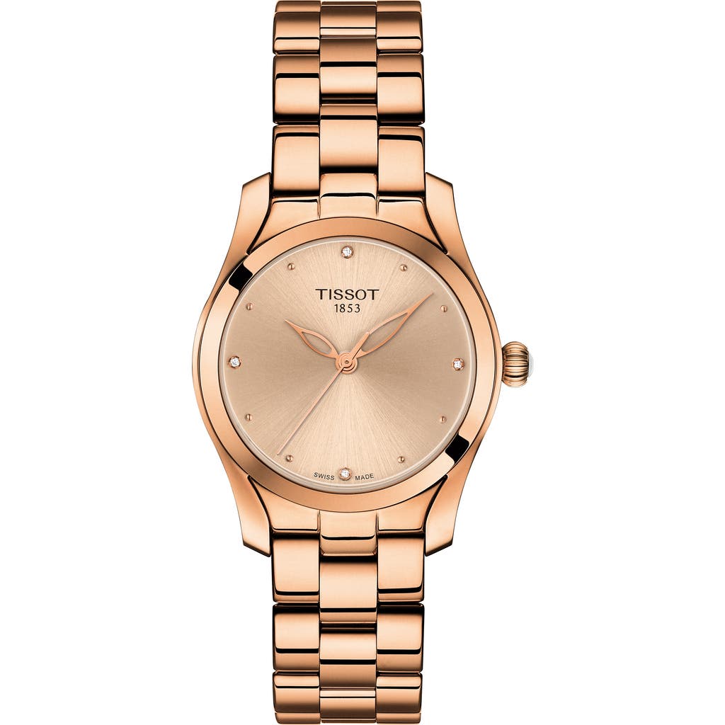 Tissot T-wave Bracelet Watch, 30mm In Rose Gold/cream/rose Gold