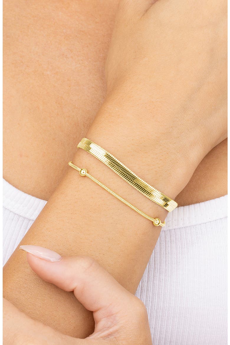 Beaded Station & Snake Chain Bracelet, Alternate, color, GOLD
