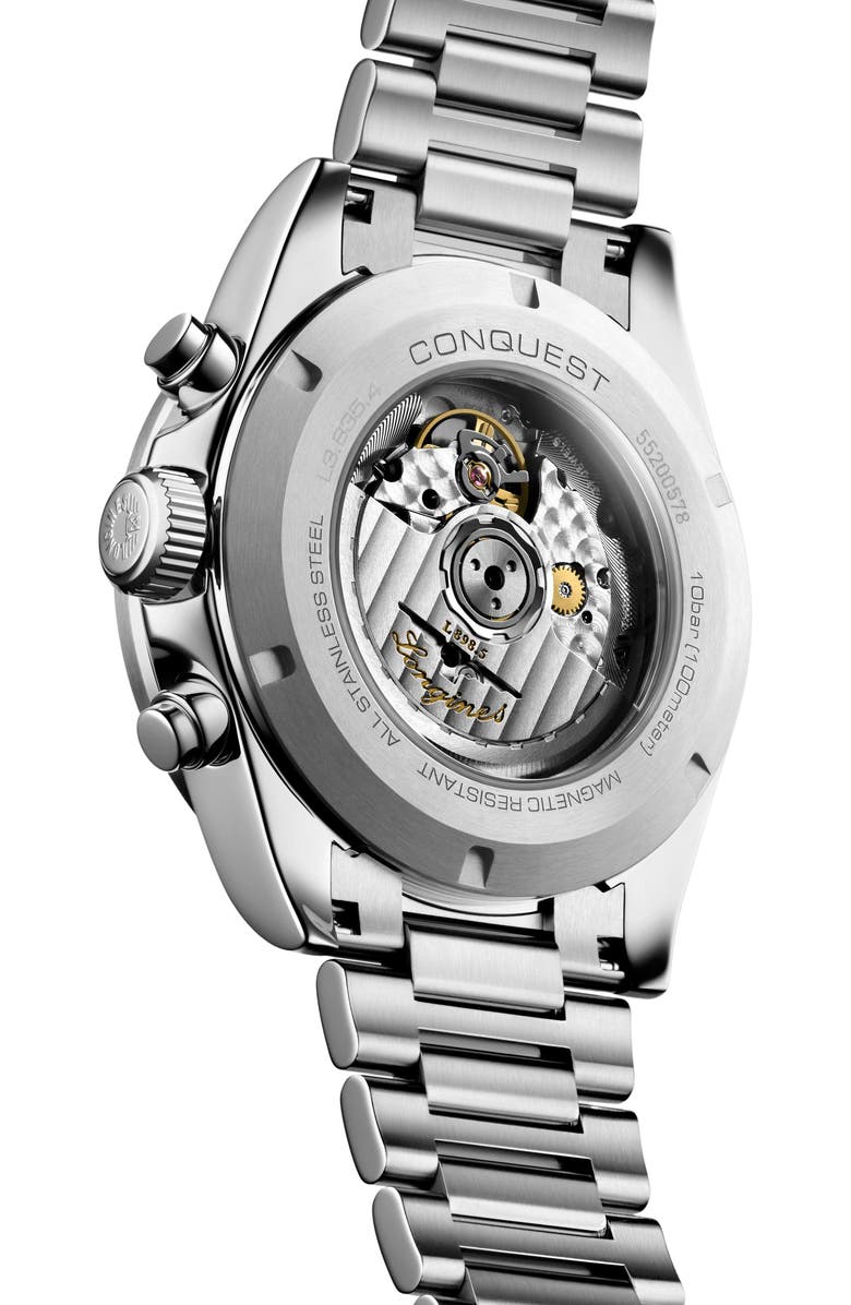 Longines Conquest Chronograph Bracelet Watch, 42mm, Alternate, color, Silver/ Green