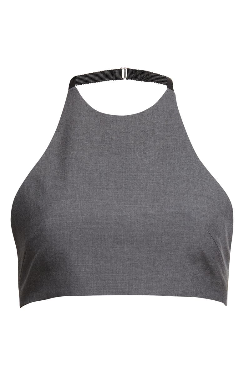 Jil Sander Adjustable Wool Poplin Halter Top, Alternate, color, Stone Grey