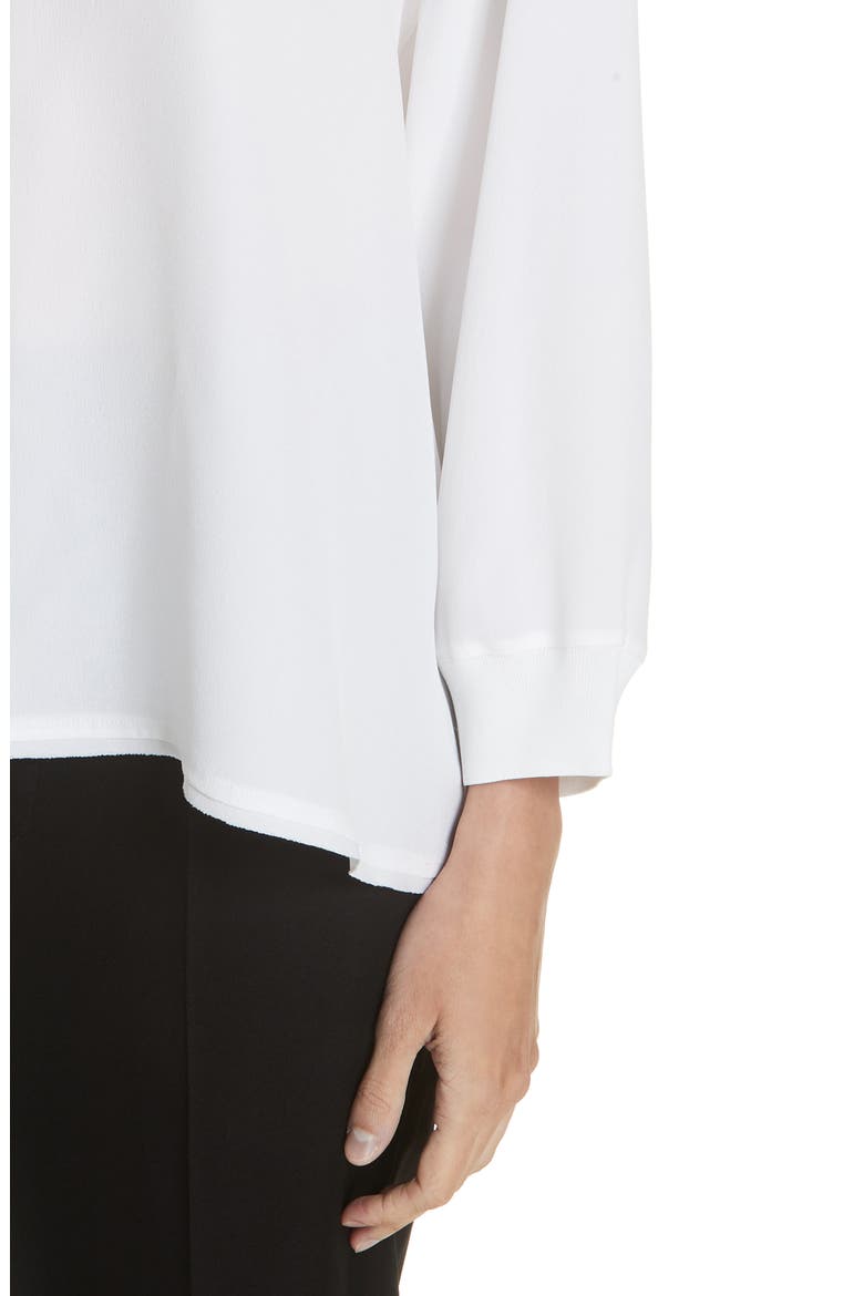 Rib Trim Silk Blouse, Alternate, color, OPTIC WHITE