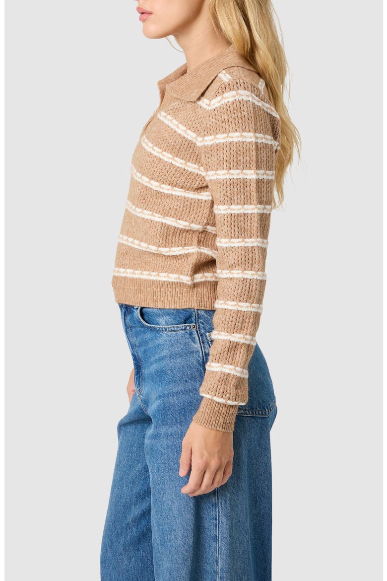 Collared Striped Sweater, Alternate, color, TAUPE