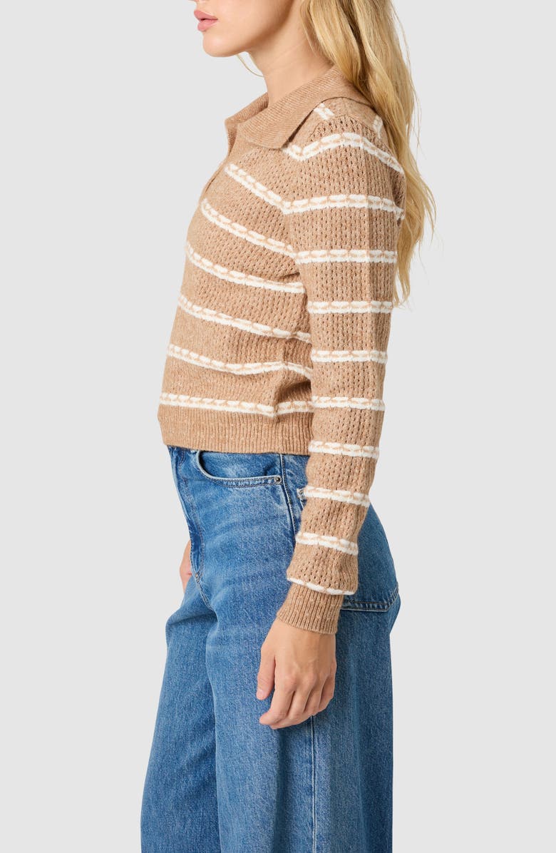 Lush Collared Striped Sweater, Alternate, color, Taupe