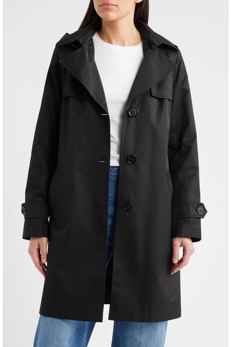 Single Breasted Trench Coat, Alternate, color, BLACK