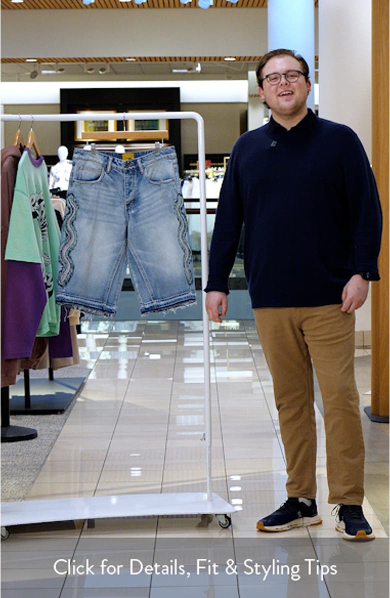 Snake Embroidered Denim Shorts, sales video thumbnail