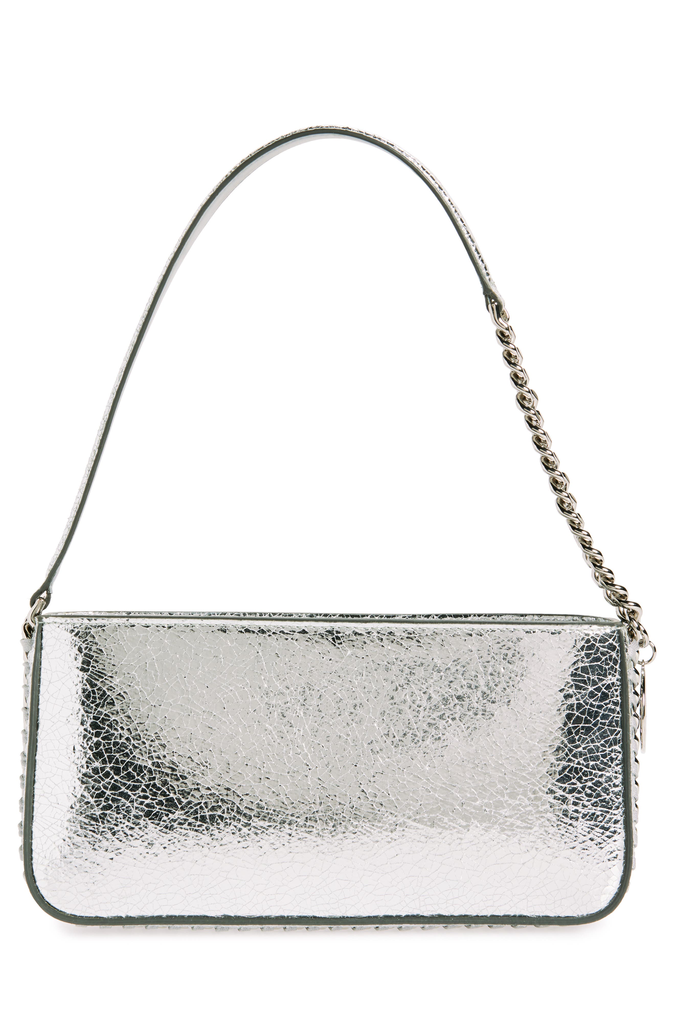 Stella McCartney Chain Metallic Faux Leather Shoulder Bag, Alternate, color, 