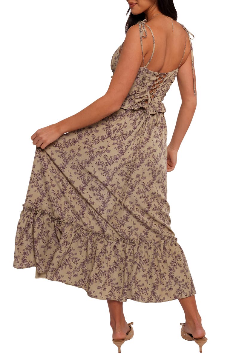 Petal & Pup Karie Print Ruffle Hem Maxi Dress, Alternate, color, Olive/ Dark Purple
