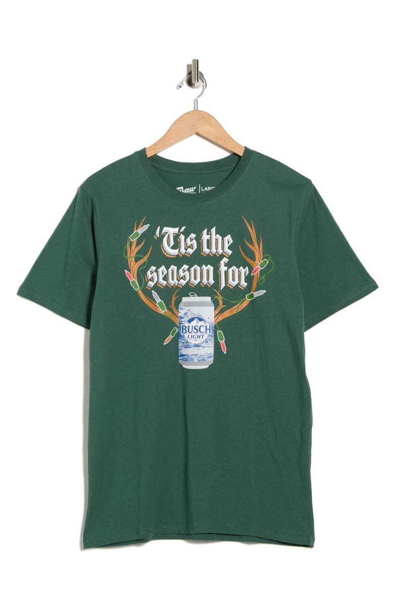 Goodie Two Sleeves Busch 'Tis The Season Graphic T-Shirt, Main, color, Heather Irish Green