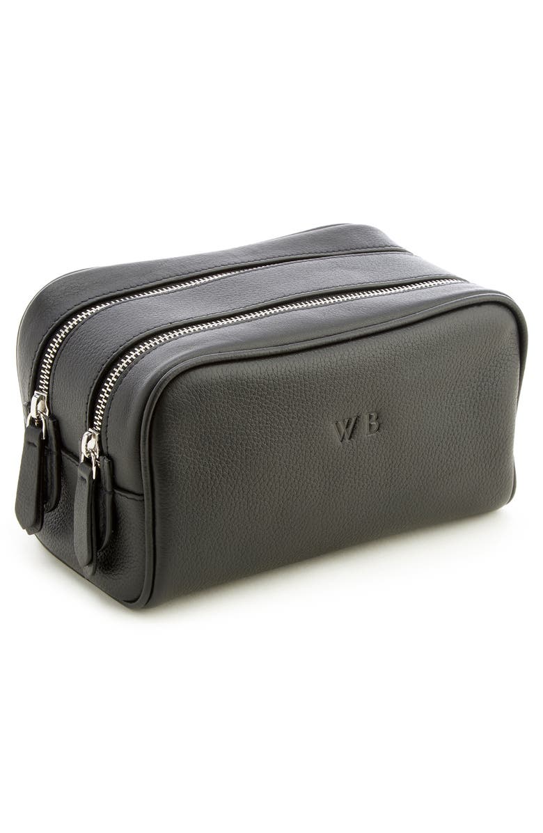 ROYCE New York Personalized Zip Toiletry Bag, Alternate, color, Black- Deboss