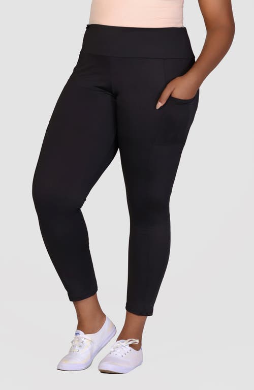 24seven Comfort Apparel Plus Size Ankle Leggings With Side Pocket In Black