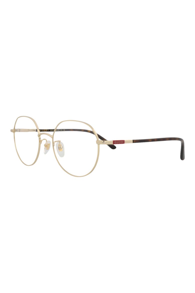 52mm Round Optical Glasses, Alternate, color, GOLD HAVANA TRANSPARENT