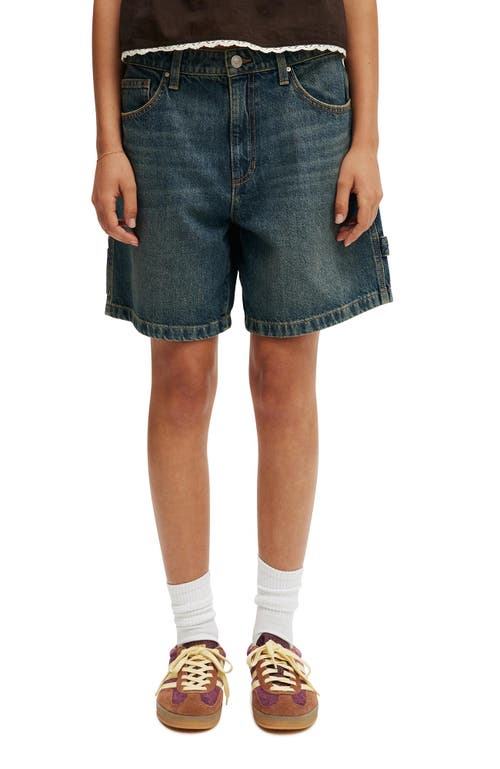 Cotton On Relaxed Denim Short In Logans Blue Carpenter