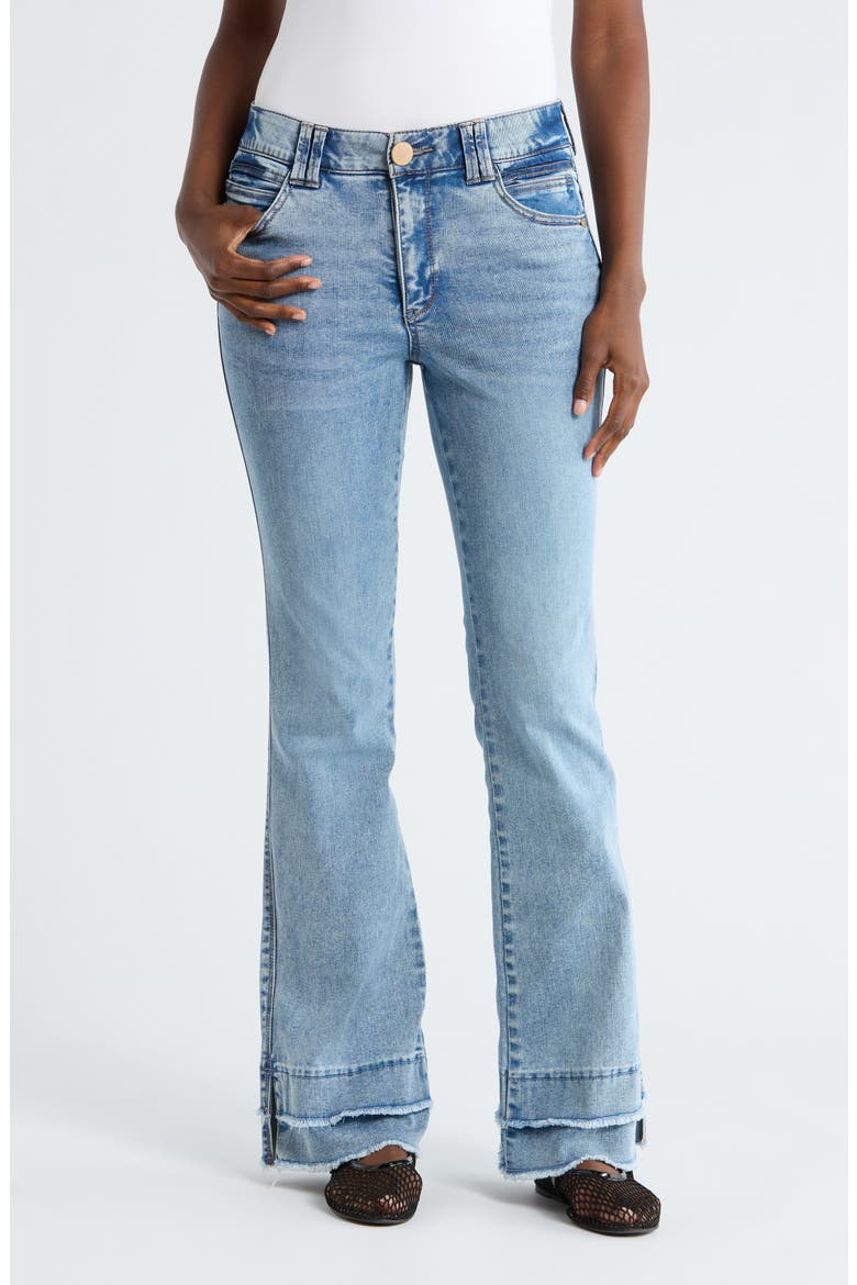 Out There Double Layered Fray Flare Jeans, Main, color, LIGHT BLUE VINTAGE