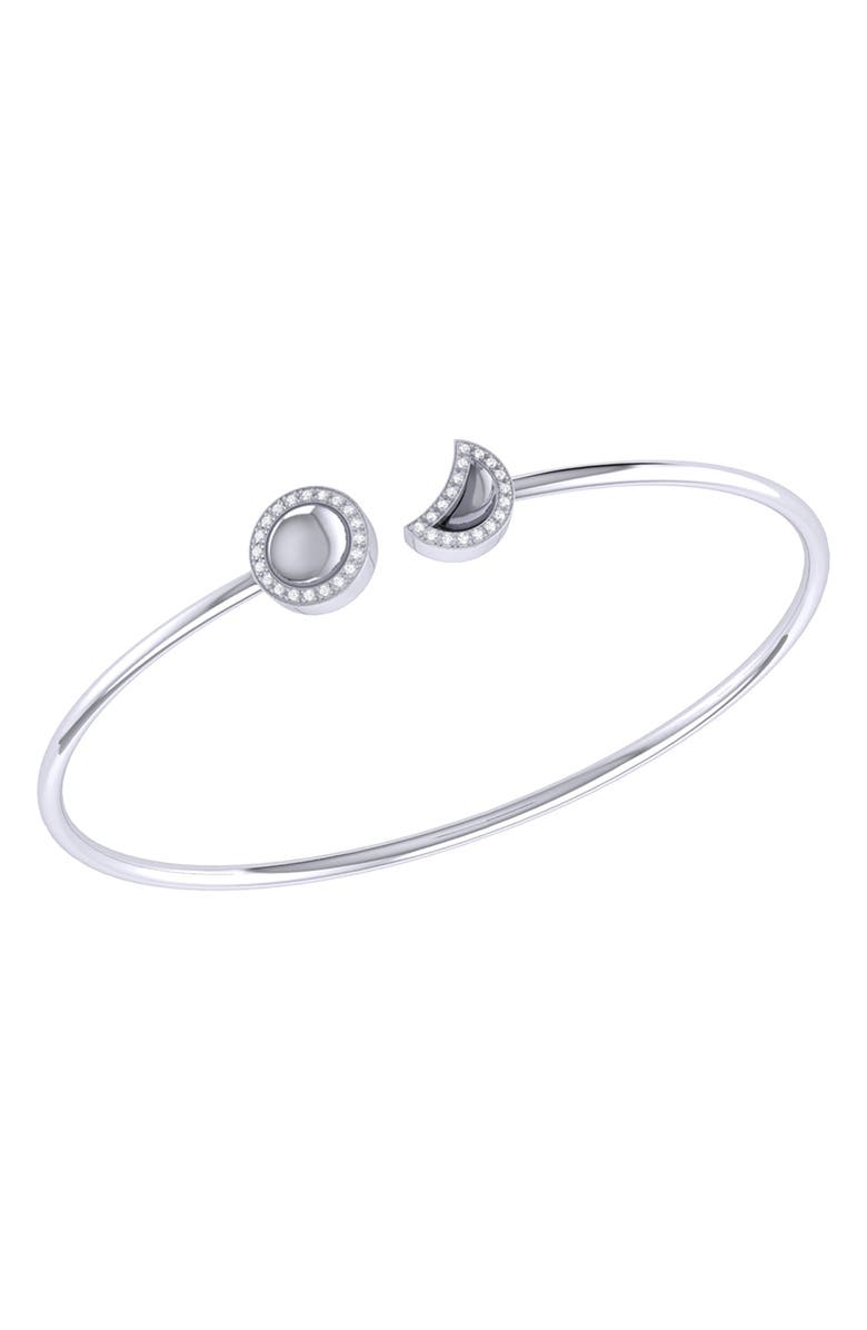 LuvMyJewelry Moon Phases Diamond Cuff Bracelet, Alternate, color, Silver