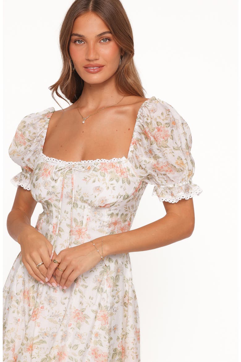 Lavia Floral Puff Sleeve Fit & Flare Minidress, Alternate, color, WHITE MULTI FLORAL
