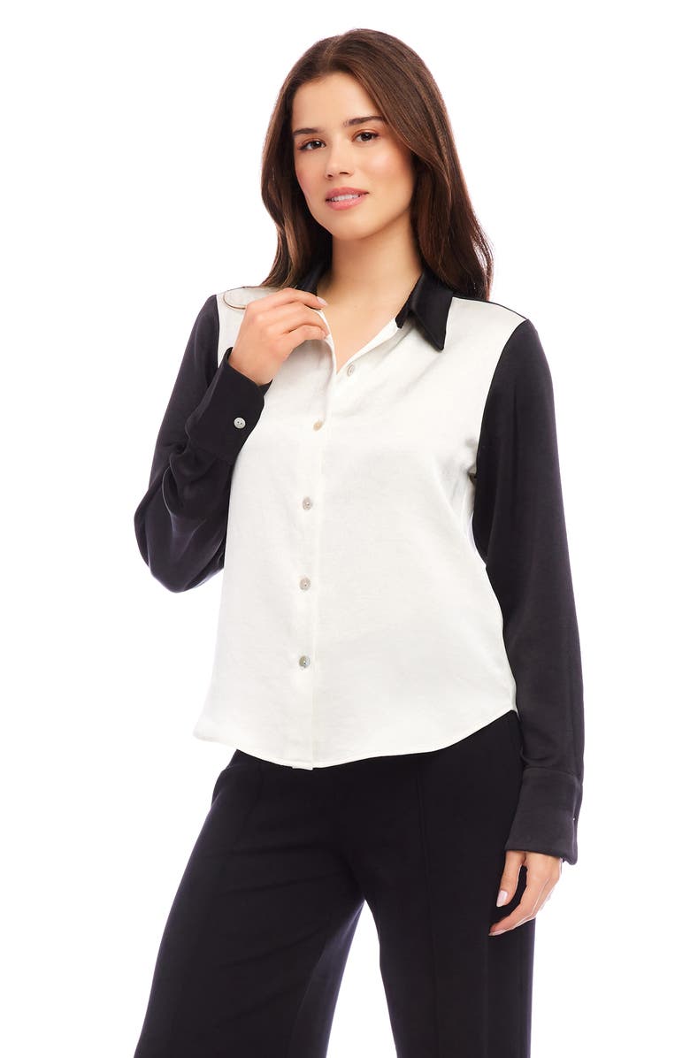Karen Kane Colorblock Button-Up Shirt, Alternate, color, 