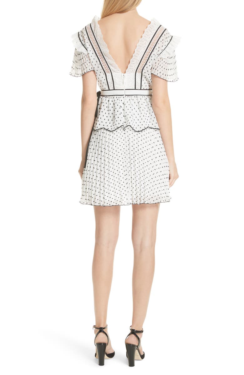 Self-Portrait Pleated Plumetis Dress, Alternate, color, 