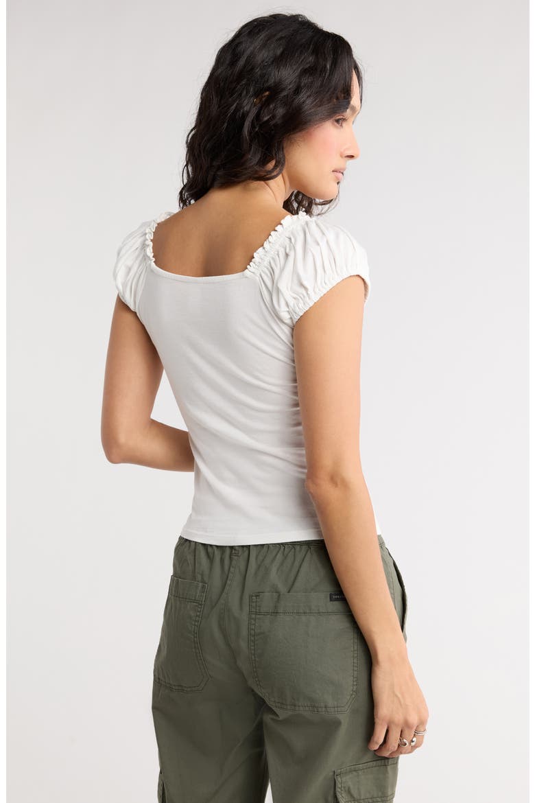 Cap Sleeve Ruched Top, Alternate, color, WHITE BLANC