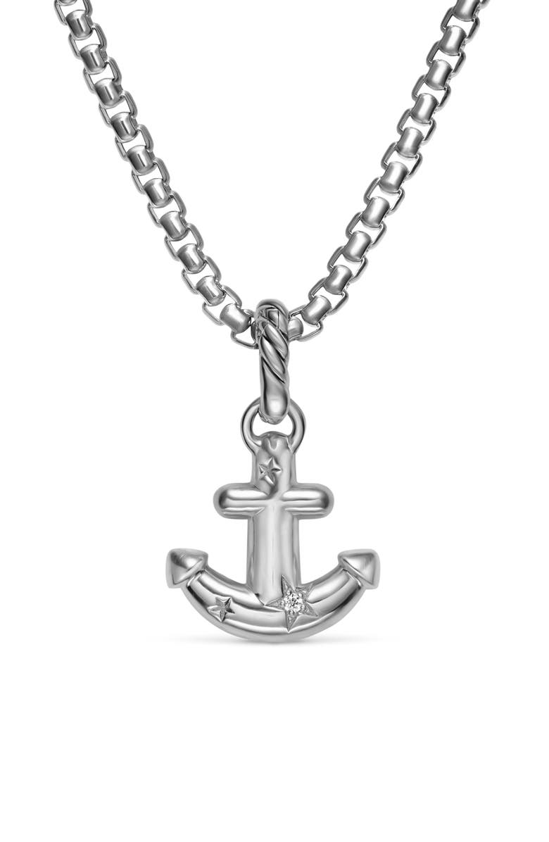 David Yurman Anchor Amulet in Sterling Silver with Diamonds, 14.2mm, Alternate, color, Silver Pave
