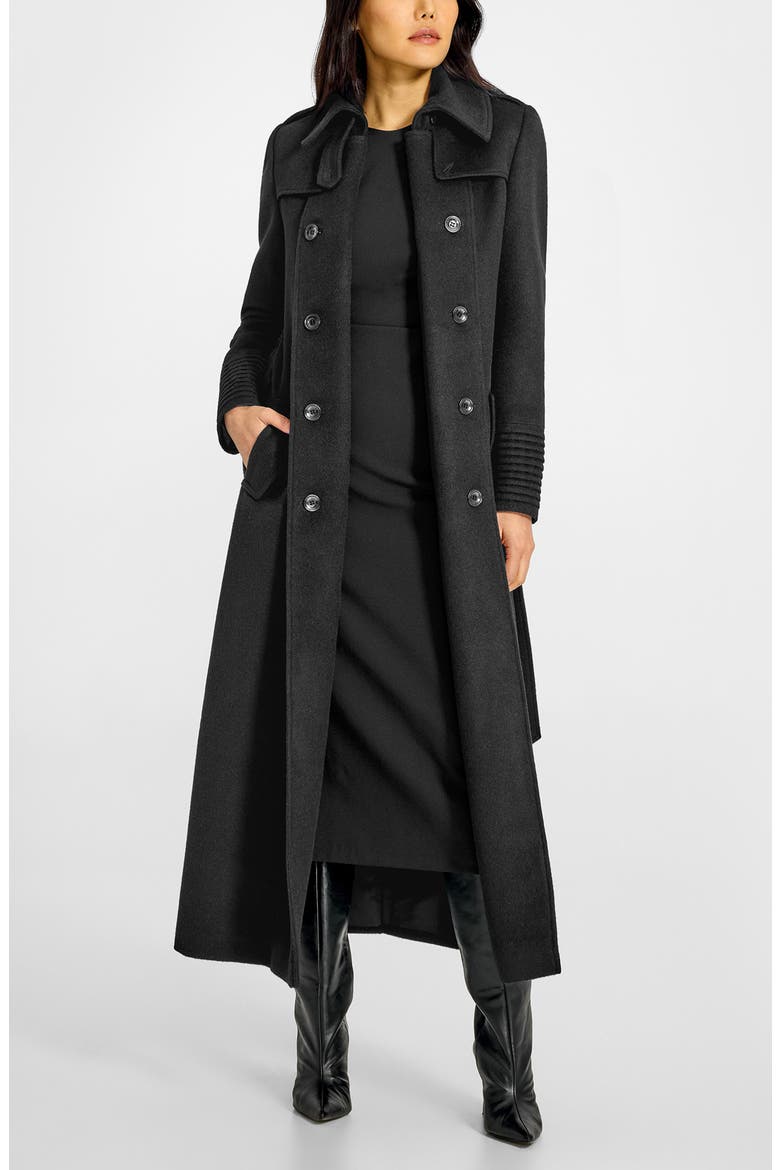 Baby Alpaca Maxi Trench Coat, Alternate, color, BLACK