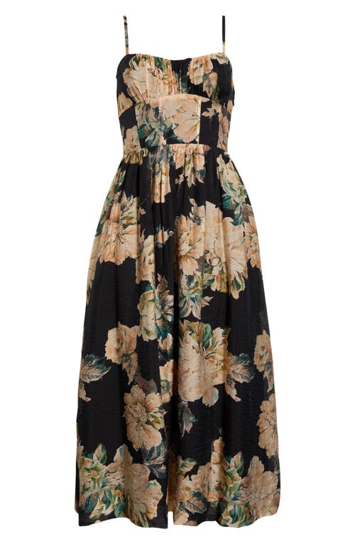 En Saison Peregrine Floral Print Sleeveless Midi Dress In Black