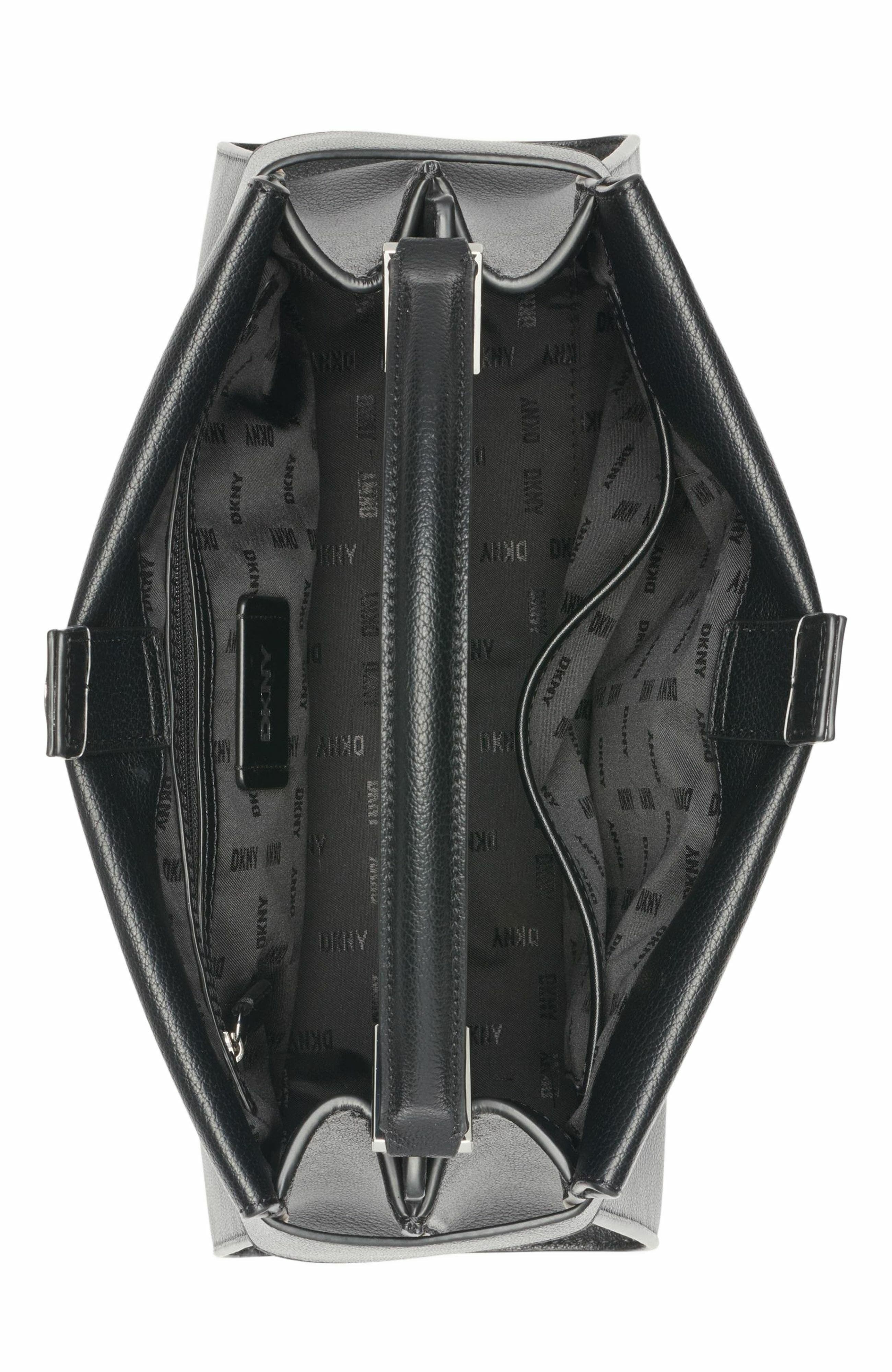 DKNY Bleeker Large Satchel, Alternate, color, Black/Silver