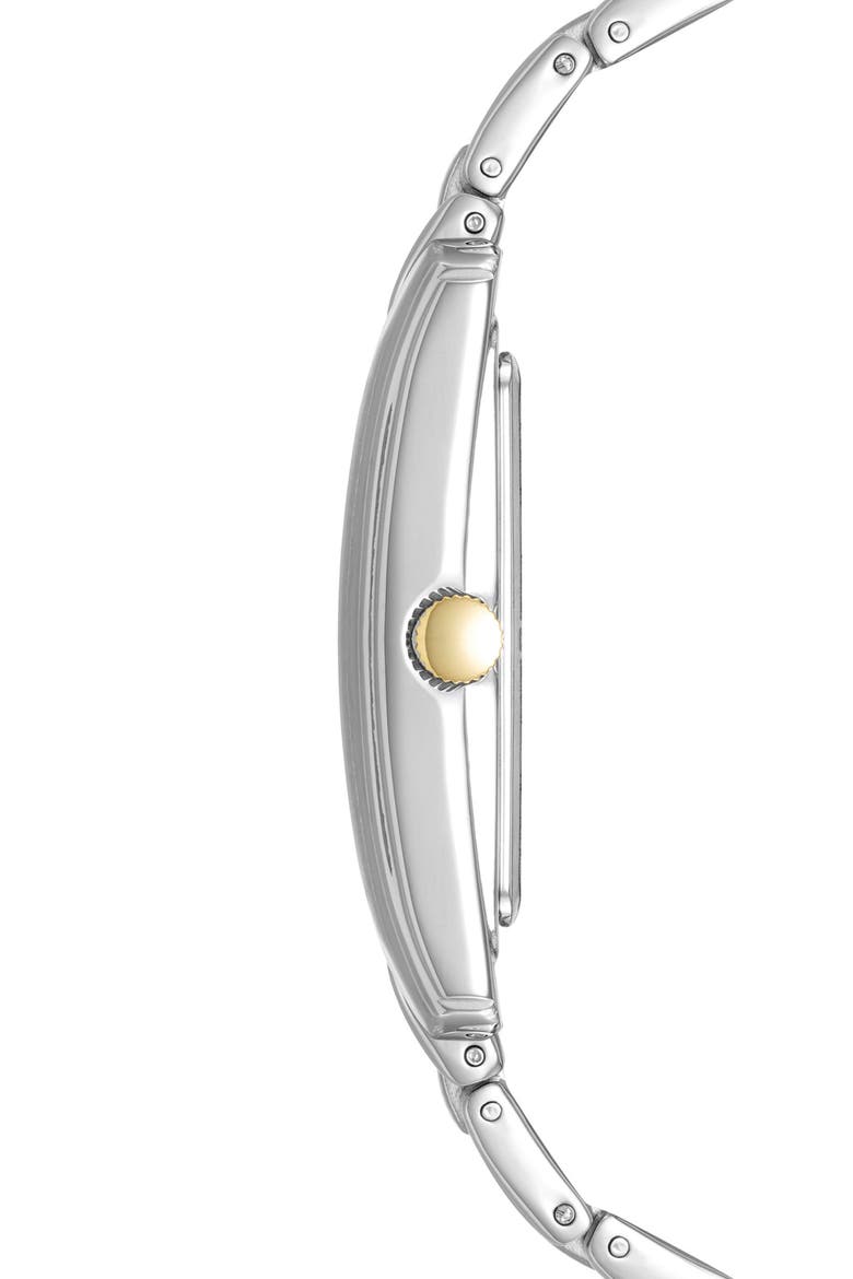 Three Hand Quartz Diamond Dial Bracelet Watch, 26mm x 37mm, Alternate, color, SILVER/ TWO-TONE